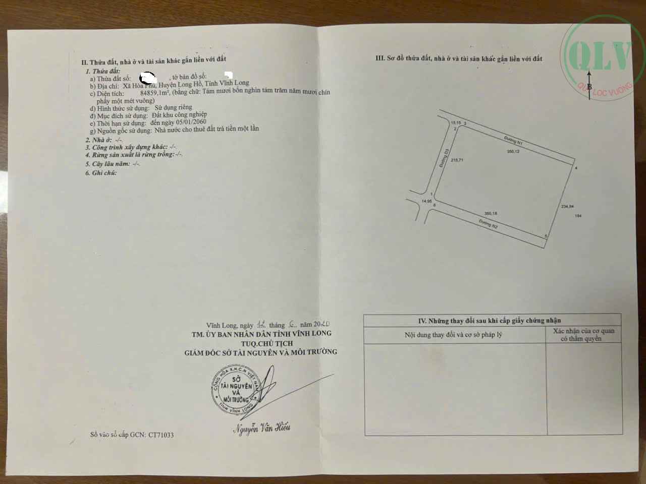 Bán đất công nghiệp Hòa Phú, Vĩnh Long 84.559m2 - 3 mặt tiền, vị trí siêu đẹp